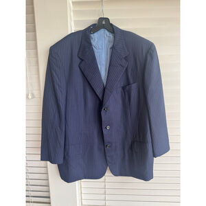 Brioni Mens Navy Pinstripe Sport Coat Blazer 58 R